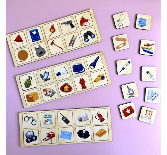 Деревянная настольная игра "Служебный транспорт" Ubumblebees (ПСФ027) PSF027 сортер-комодик