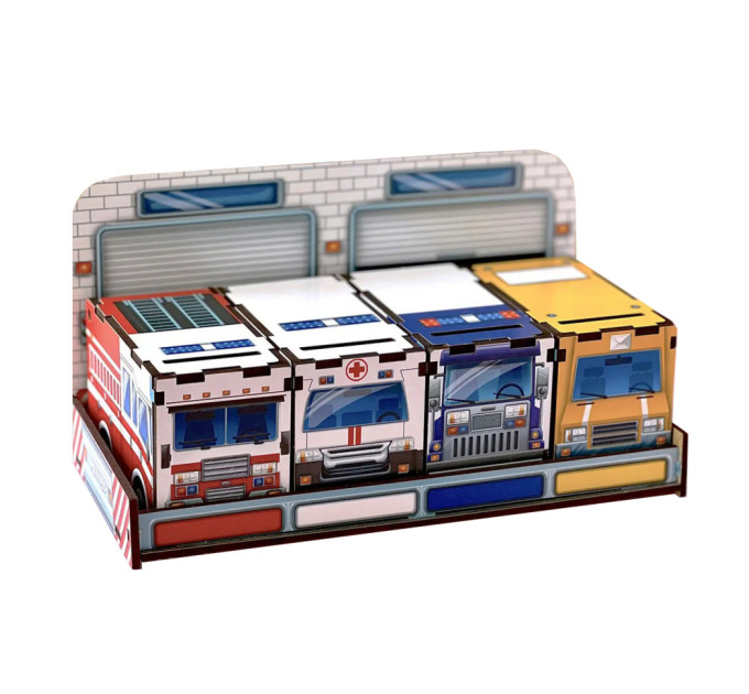 Деревянная настольная игра "Служебный транспорт" Ubumblebees (ПСФ027) PSF027 сортер-комодик