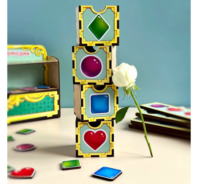 Деревянная настольная игра "Фигуры" Ubumblebees (ПСД072) PSD072 сортер-комодик