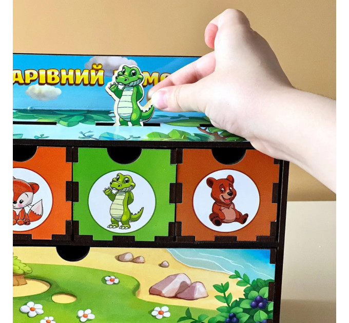 Дерев'яна настільна гра "Тварини" Ubumblebees (ПСД011) PSD011 сортер-комодик