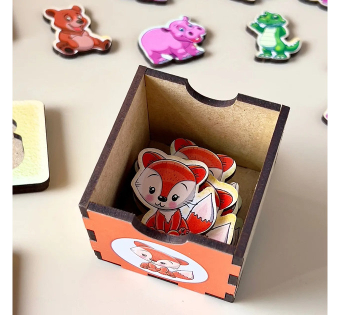 Дерев'яна настільна гра "Тварини" Ubumblebees (ПСД011) PSD011 сортер-комодик