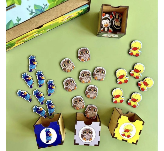 Деревянная настольная игра "Птицы" Ubumblebees (ПСД167) PSD167 сортер-комодик