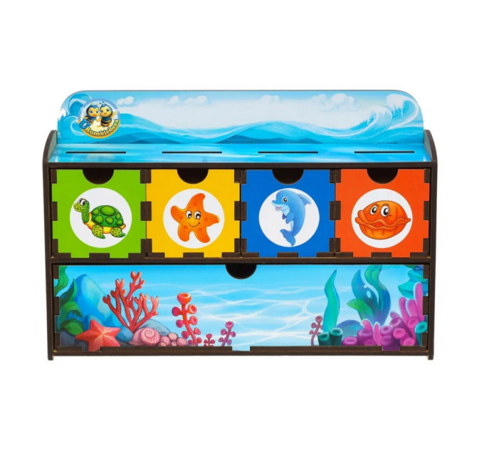 Деревянная настольная игра "Морские жители-2" Ubumblebees (ПСД004) PSD004 сортер-комодик