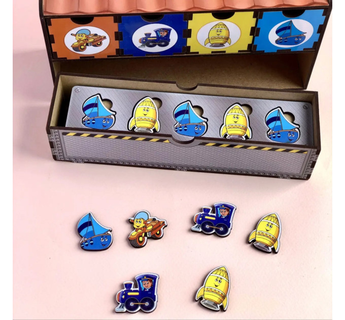 Деревянная настольная игра "Транспорт-2" Ubumblebees (ПСД006) PSD006 сортер-комодик
