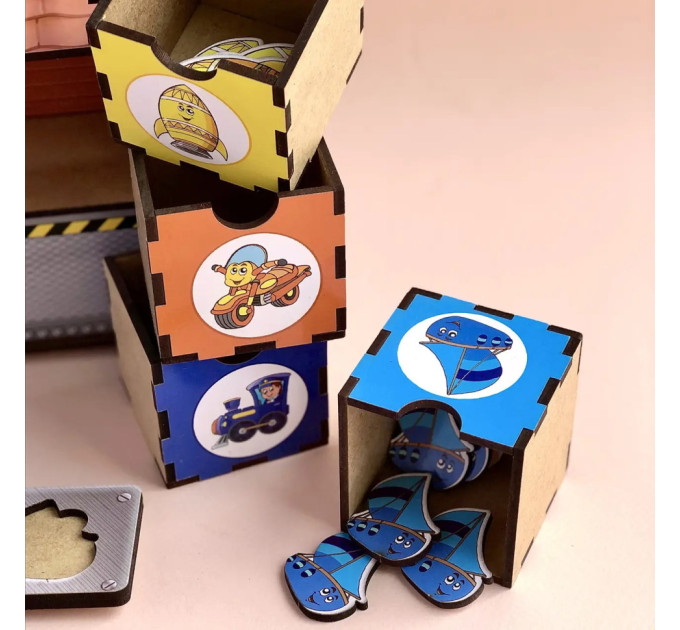 Деревянная настольная игра "Транспорт-2" Ubumblebees (ПСД006) PSD006 сортер-комодик