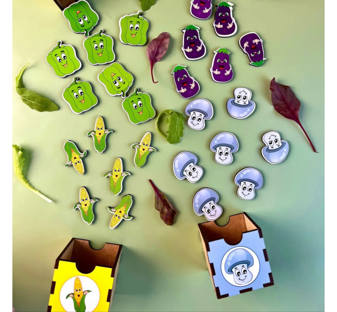 Дерев'яна настільна гра "Овочі -1" Ubumblebees (ПСД007) PSD007 сортер-комодик