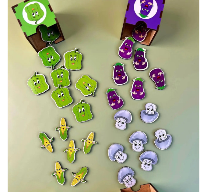 Дерев'яна настільна гра "Овочі -1" Ubumblebees (ПСД007) PSD007 сортер-комодик