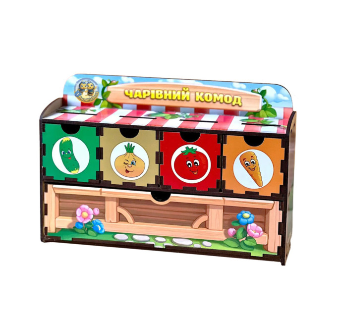 Дерев'яна настільна гра "Овочі -2" Ubumblebees (ПСД008) PSD008 сортер-комодик