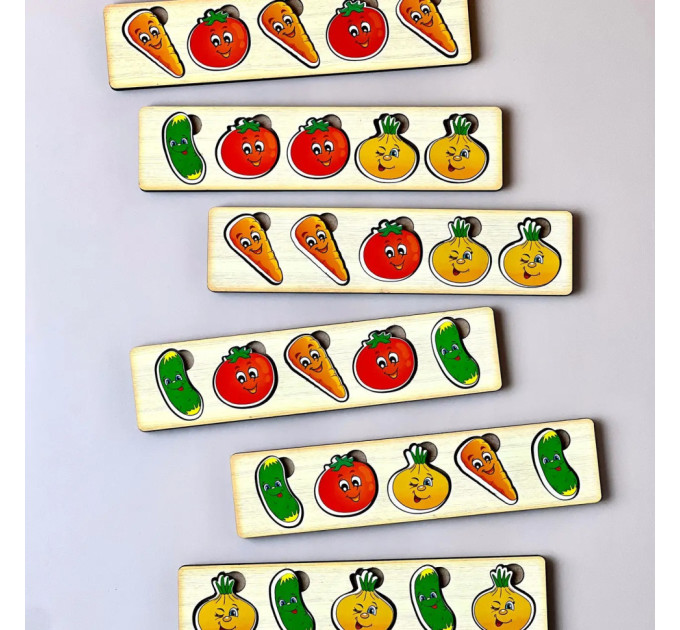 Дерев'яна настільна гра "Овочі -2" Ubumblebees (ПСД008) PSD008 сортер-комодик