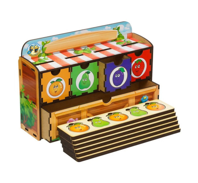Деревянная настольная игра "Фрукты" Ubumblebees (ПСД009) PSD009 сортер-комодик