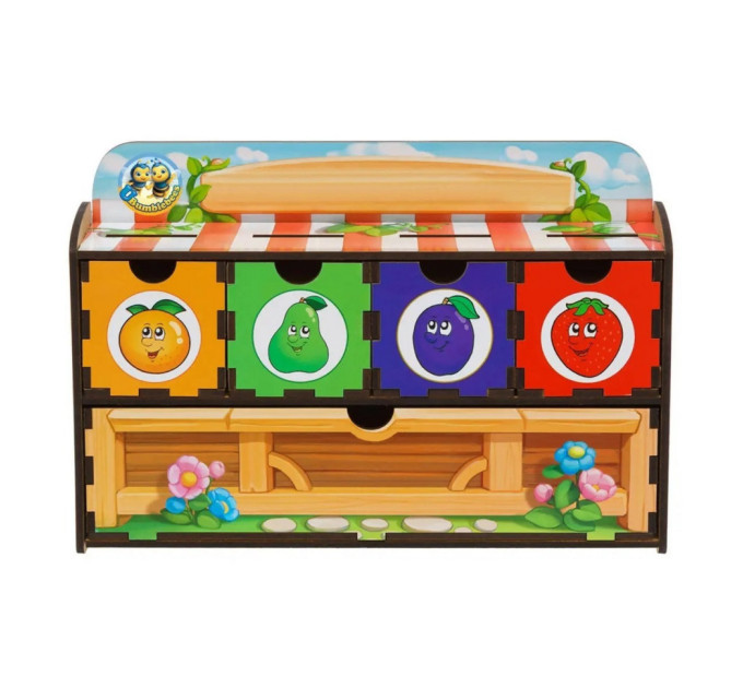 Деревянная настольная игра "Фрукты" Ubumblebees (ПСД009) PSD009 сортер-комодик