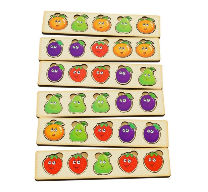 Деревянная настольная игра "Фрукты" Ubumblebees (ПСД009) PSD009 сортер-комодик