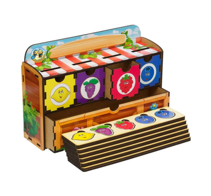 Деревянная настольная игра "Ягоды" Ubumblebees (ПСД010) PSD010 сортер-комодик