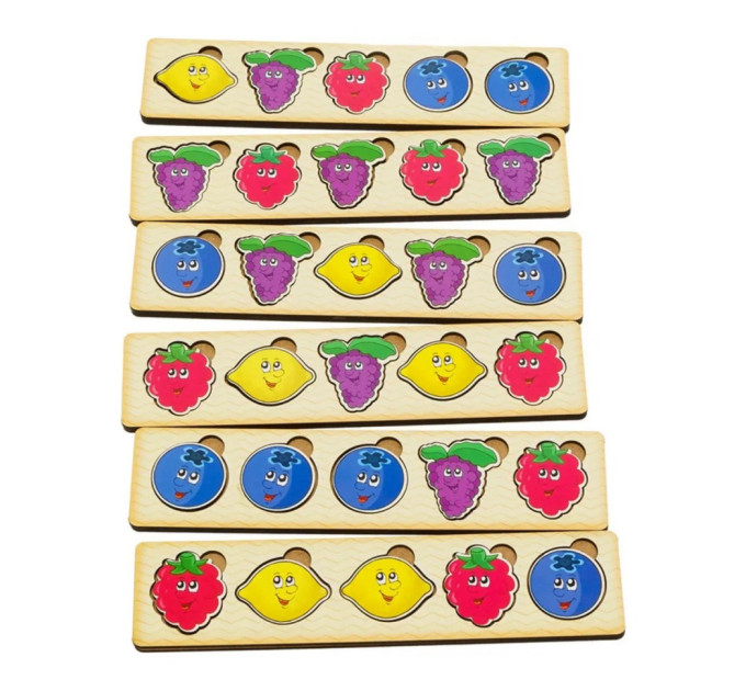 Деревянная настольная игра "Ягоды" Ubumblebees (ПСД010) PSD010 сортер-комодик