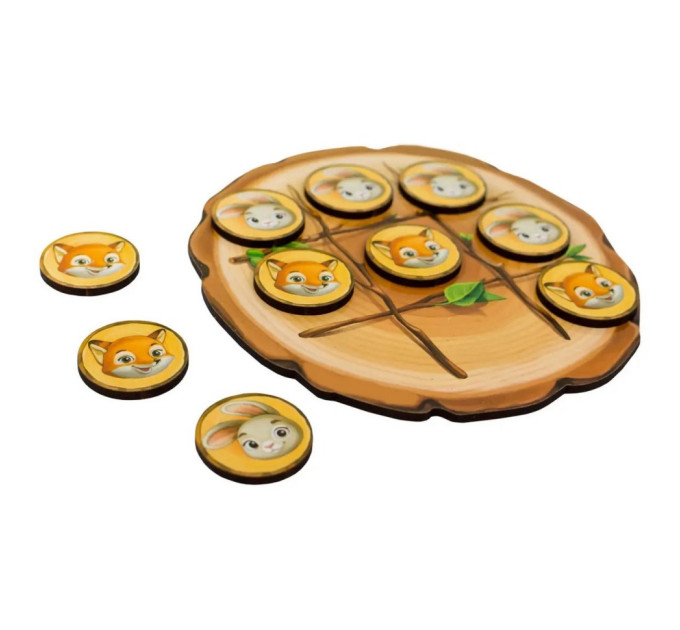 Дерев'яна настільна гра "Хрестики-нуліки" Ubumblebees (ПСД158) PSD158 зайчик та лисичка