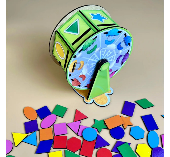 Дерев'яний сортер "Барабан" Ubumblebees (ПСФ135) PSF135 геометричні фігури