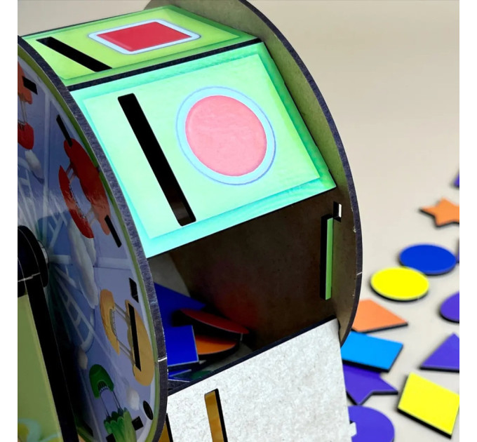 Дерев'яний сортер "Барабан" Ubumblebees (ПСФ135) PSF135 геометричні фігури