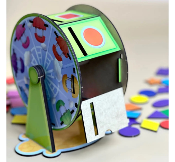 Дерев'яний сортер "Барабан" Ubumblebees (ПСФ135) PSF135 геометричні фігури