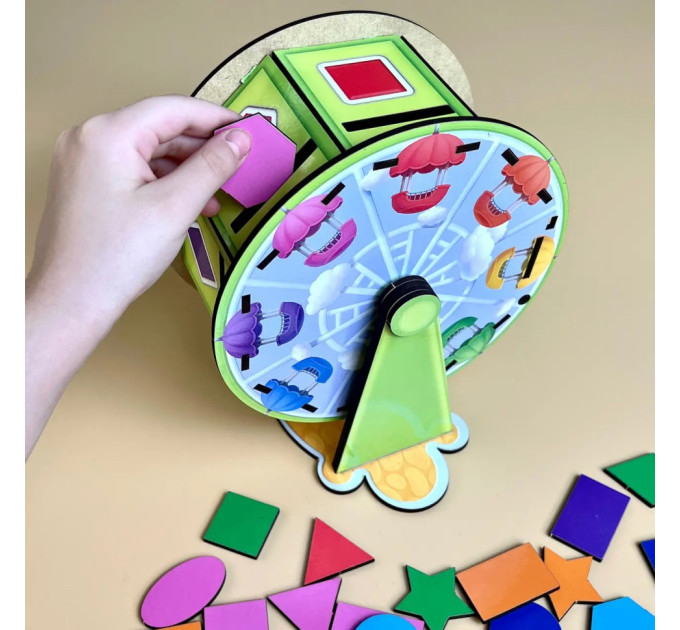 Дерев'яний сортер "Барабан" Ubumblebees (ПСФ135) PSF135 геометричні фігури