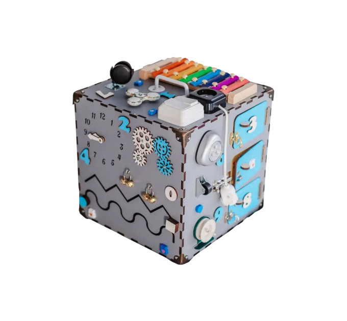 Развивающая игрушка Бизикуб Temple Group TG200090 30х30х30 см Серый