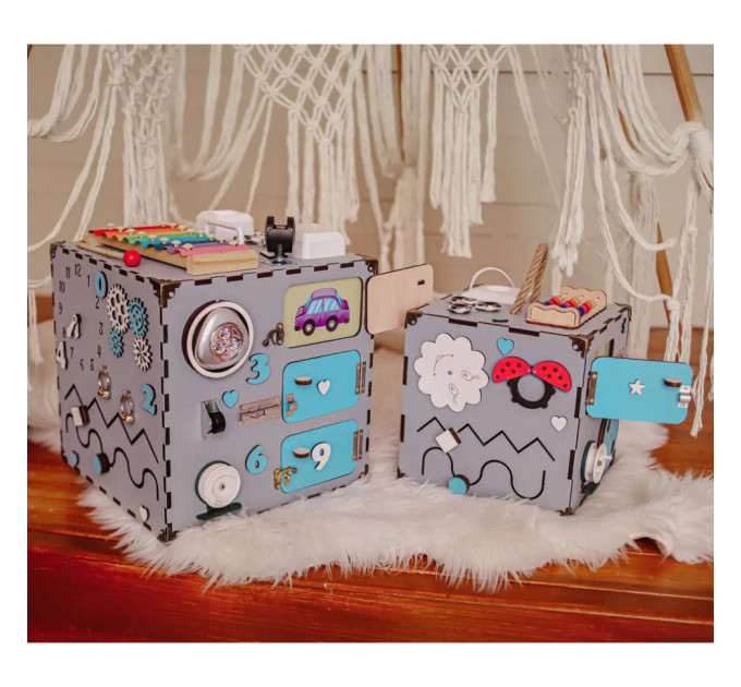 Розвиваюча іграшка Бізікуб Temple Group TG200165 23х23х23 см Сірий