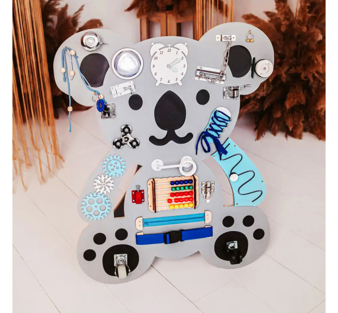 Розвиваюча іграшка Бізіборд "Коала" Temple Group TG200145 75х62 см Сірий