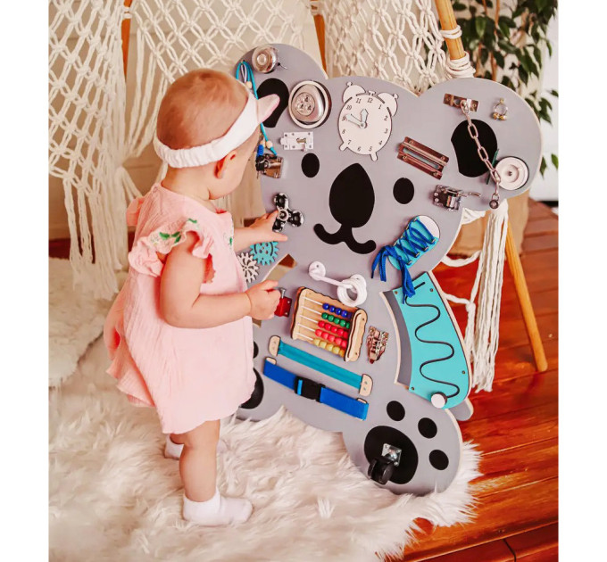 Розвиваюча іграшка Бізіборд "Коала" Temple Group TG200145 75х62 см Сірий