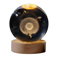 Ночник светильник 3D Хрустальный шар Д8 Одуванчик 13412