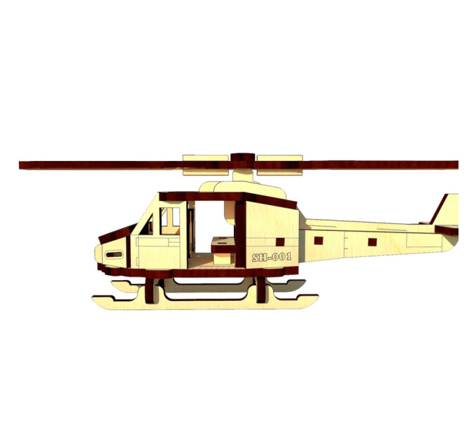 Деревянный мини конструктор "Вертолет" OPZ-012, 48 деталей