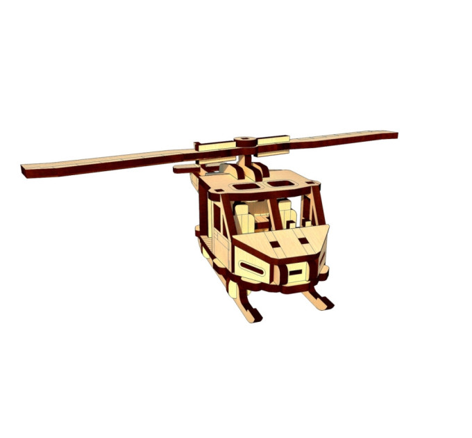 Деревянный мини конструктор "Вертолет" OPZ-012, 48 деталей