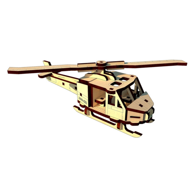 Деревянный мини конструктор "Вертолет" OPZ-012, 48 деталей