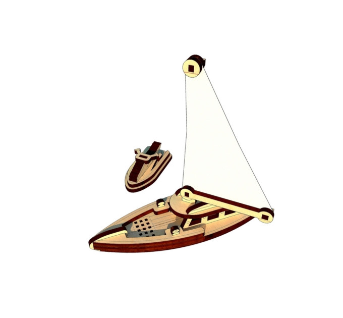 Деревянный мини конструктор  "Яхта и гидроцикл" OPZ-014, 41 деталь