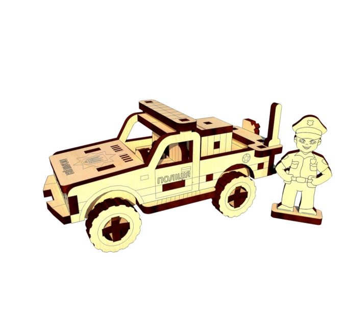 Деревянный мини конструктор "Полицейский Пикап" OPZ-011, 61 деталь