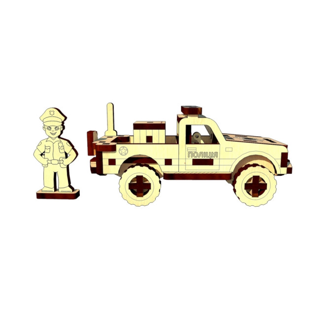 Деревянный мини конструктор "Полицейский Пикап" OPZ-011, 61 деталь