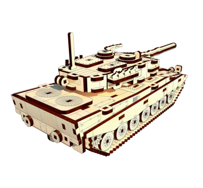 Деревянный конструктор "Танк Леопард" Pazly UPZ-009, 196 деталей