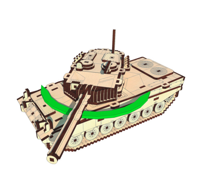 Деревянный конструктор "Танк Леопард" Pazly UPZ-009, 196 деталей