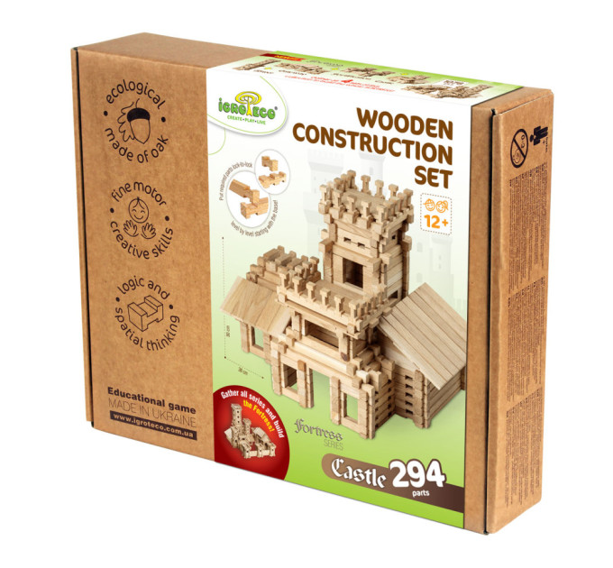 Дерев'яний конструктор "Замок" 900361, 294 деталі