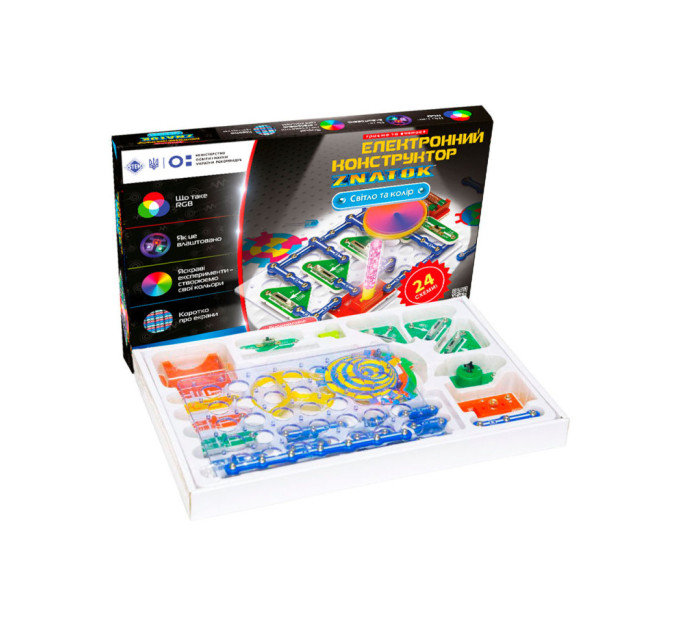 Электронный конструктор Знаток "Свет и цвет" ZNATOK 70799, 24 схемы