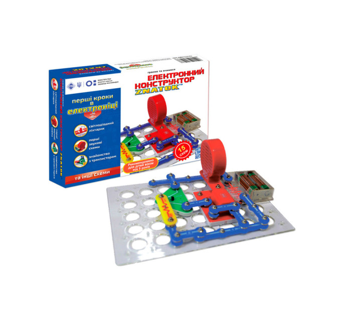 Конструктор Знавець "Перші кроки в електроніці" ZNATOK REW-K061, 15 схем, набір