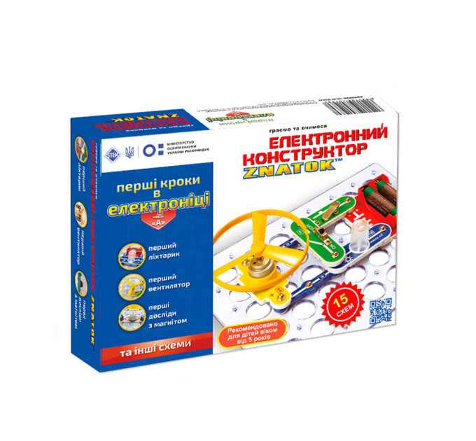 Конструктор Знаток "Первые шаги в электронике" ZNATOK REW-K060, 15 схем, набор А
