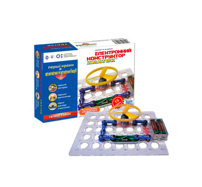 Конструктор Знаток "Первые шаги в электронике" ZNATOK REW-K060, 15 схем, набор А