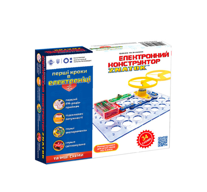 Конструктор Знаток "Первые шаги в электронике" ZNATOK REW-K062, 34 схемы, набор С