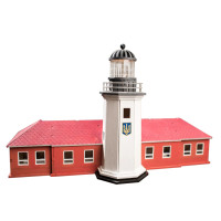 Конструктор деревянный 3D маяк с острова Змеиный с пристройкой (Украина) TMP-003, 146 деталей