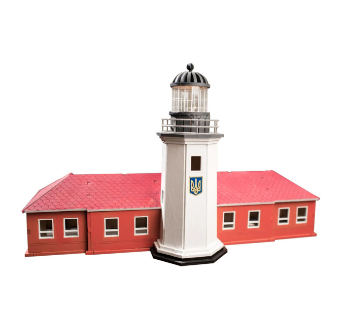 Конструктор деревянный 3D маяк с острова Змеиный с пристройкой (Украина) TMP-003, 146 деталей