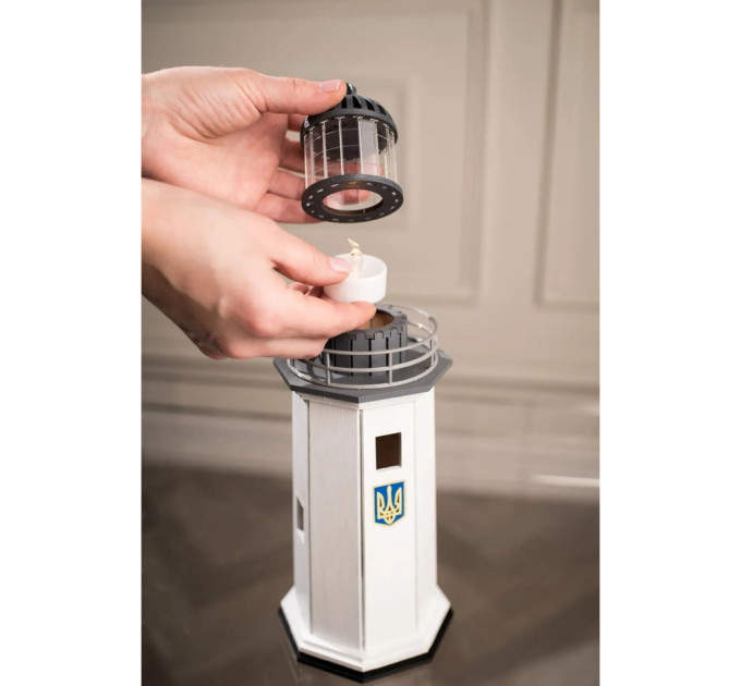 Конструктор дерев'яний 3D маяк з острова Зміїний без прибудови (Україна) TMP-004, 83 деталі