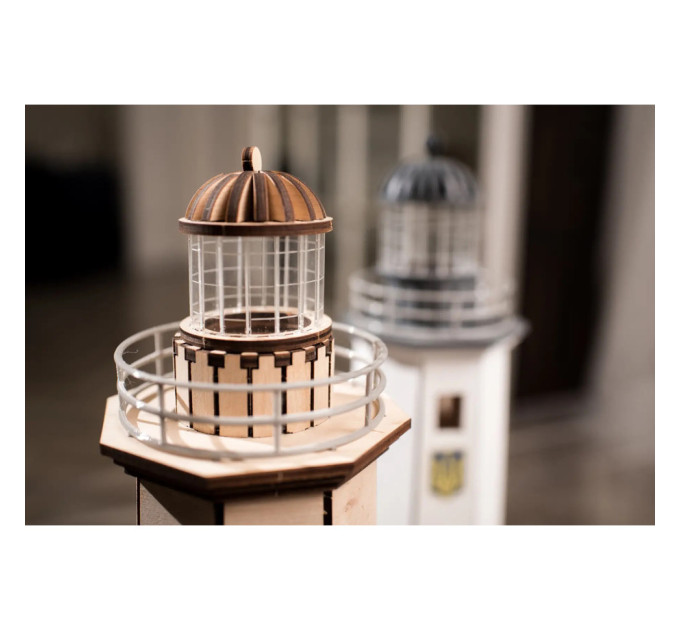 Конструктор дерев'яний 3D маяк з острова Зміїний без прибудови (Україна) TMP-004, 83 деталі