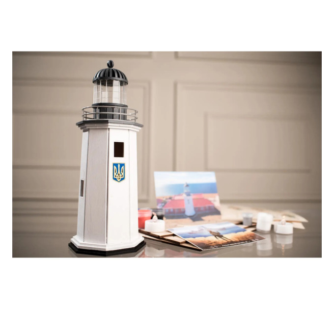 Конструктор дерев'яний 3D маяк з острова Зміїний без прибудови (Україна) TMP-004, 83 деталі
