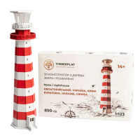 Конструктор деревянный 3D маяк Евпаторийский (Украина, Крым) TMP-006, 100 деталей