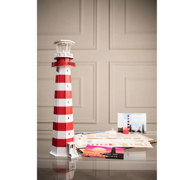 Конструктор деревянный 3D маяк Евпаторийский (Украина, Крым) TMP-006, 100 деталей