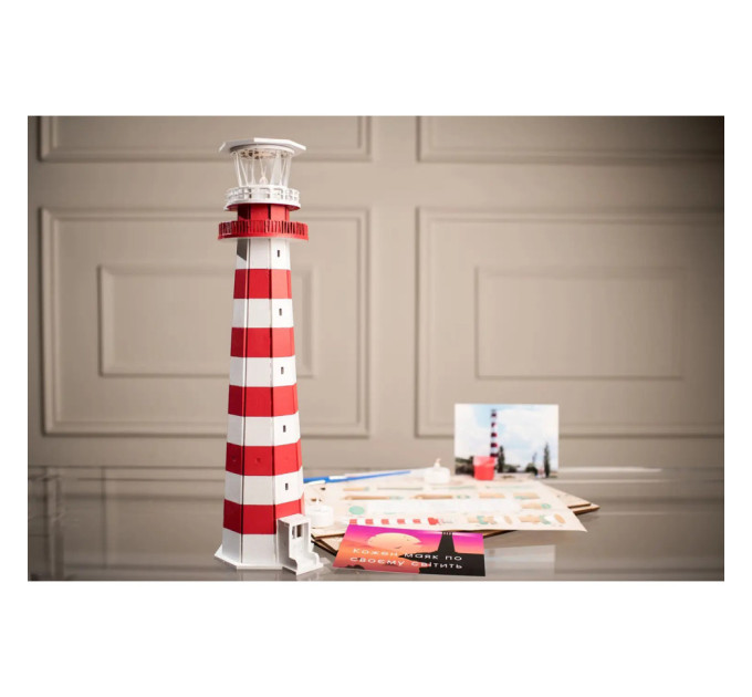 Конструктор деревянный 3D маяк Евпаторийский (Украина, Крым) TMP-006, 100 деталей